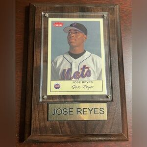 Jose Reyes New York Mets Wooden Baseball Card Holder 6.5x4.5 Screwed Down